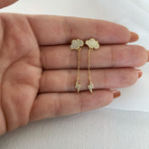Aretes tormenta con circones en plata 925 bañado en oro 18k