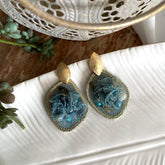 Aretes tutú petit azul acero y plomo almendra