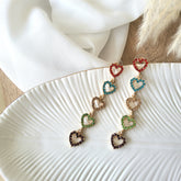 Aretes Lovely Heart rojo, tuqueza, morado, verde, nude