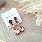 Aretes trinidad cristales nude, vino, salmón