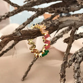 Anillo rainbow cristales baguette talla 7