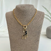 Collar regulador con dije de luna negra enchapado en oro 18k