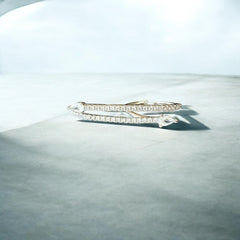 Anillo doble plateado con circones en acero