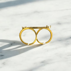 anillo aceri doble dorado circones blancos