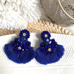 Aretes Uma, bordados a Mano color azul