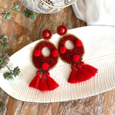 Aretes Magdalena bordados rojo