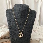 Collar pepa con dije removible circulo incrustado rainbow enchapado en oro 18K