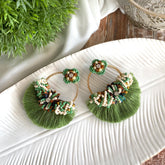 Aretes Almudena verde militar