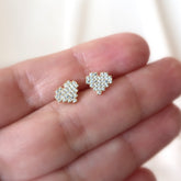 ARETES PIXEL HEART PLATA 925 ENCHAPADO EN ORO 18k