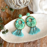 Aretes Magdalena verde agua, menta