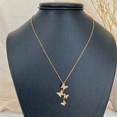 Collar cadena de mariposas con circones en plata 925 bañado en oro 18k