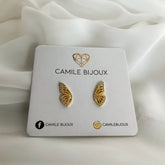 Mini aretes alas de mariposa en plata 925 bañados en oro 18k