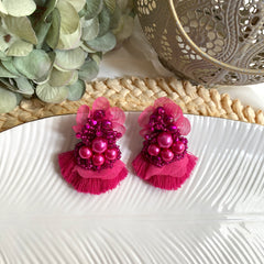 Aretes Nara fucsia