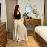 Pantalón palazo Camile Beige small