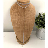 Collar lariat doble caída full circones engaste plateado