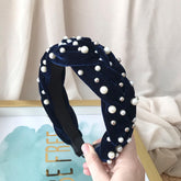 Diadema velvet azul oscuro con apliques