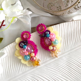 Aretes Florece Magnolia fucsia, amarillo, rosa, celeste