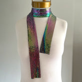 Collar bufanda malla metalica tornasol morado, azul, verde