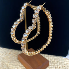 Aretes Grandes de Corazón con Circonia - Aretes Elegantes y Brillantes