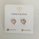 Mini aretes corazón rose gold, Plata 925