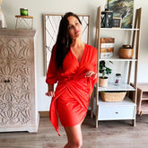 Vestido ajustable Juliette rojo coral talla única/ standard