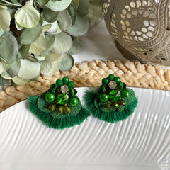 Aretes Mireia, bordados a Mano color verde