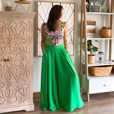Pantalón palazo Camile verde mediano