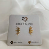 Aretes estela de luz semi circular en plata 925 bañado en oro 18k