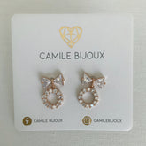Mini aretes Lazo y círculo rose gold