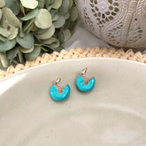 Aretes media argolla esmaltada turquesa