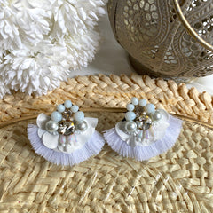 Aretes Mireia, bordados a Mano color blanco