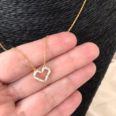 Collar corazón circones baguette plata 925 bañado en oro 18k