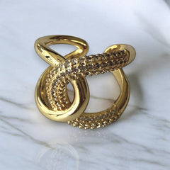 Anillo Link Cristales dorado ajustable