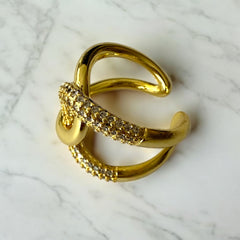 Anillo Link Cristales dorado ajustable