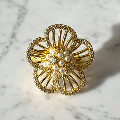 ✨ Anillo Flor Perla 🌸💫
