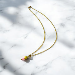 Collar de Acero Bañado en Oro con Dije de Helado