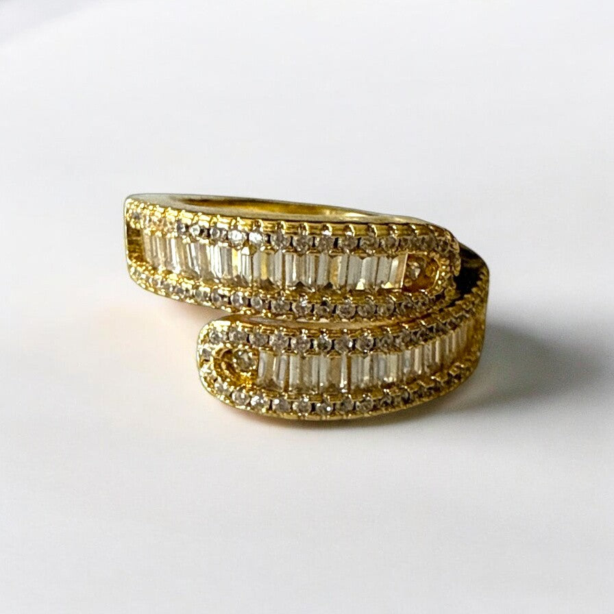 anillo cristales acero dorado ajustable camile bijoux