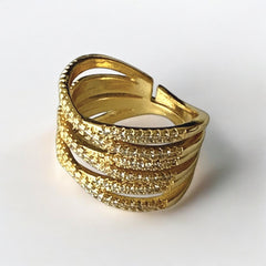 Anillo triple cruce circones entrelazado circones