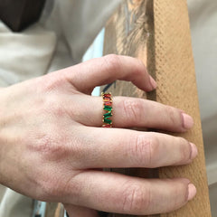 Anillo rainbow cristales baguette talla 7