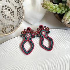 Aretes Prune fucsia, turqueza