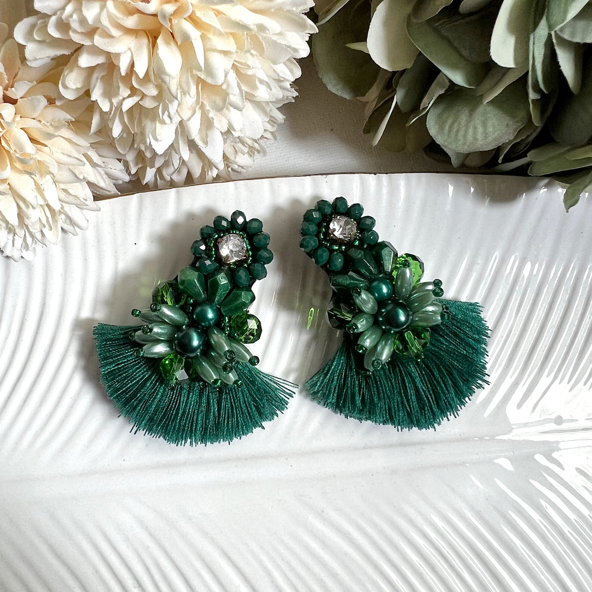 Aretes Frida verde oscuro