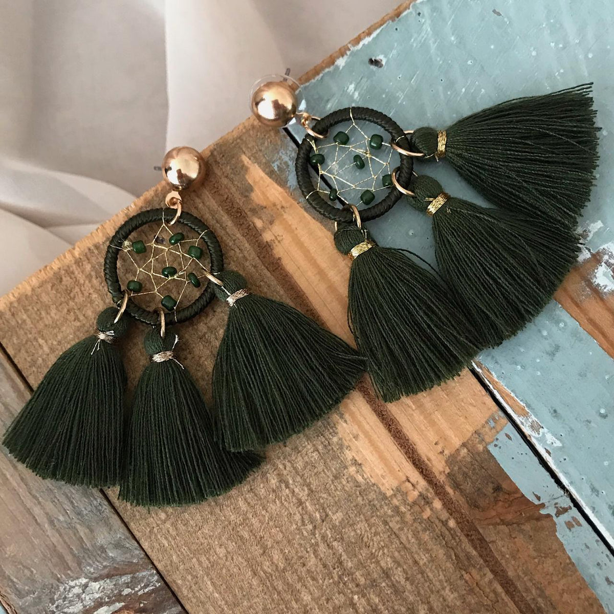 Aretes atrapasueños verde