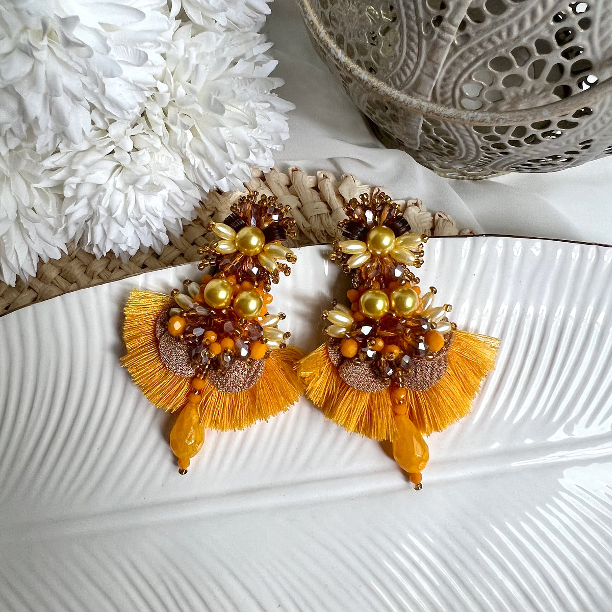 Aretes Arianne amarillo mostaza