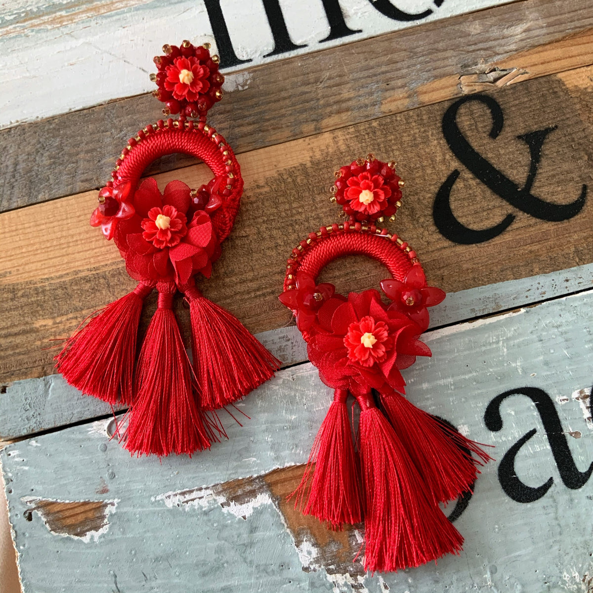 Aretes Vera rojo