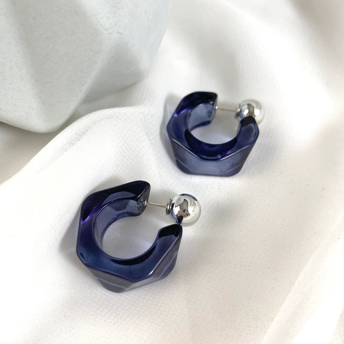 Aretes argollas Delfina  azul