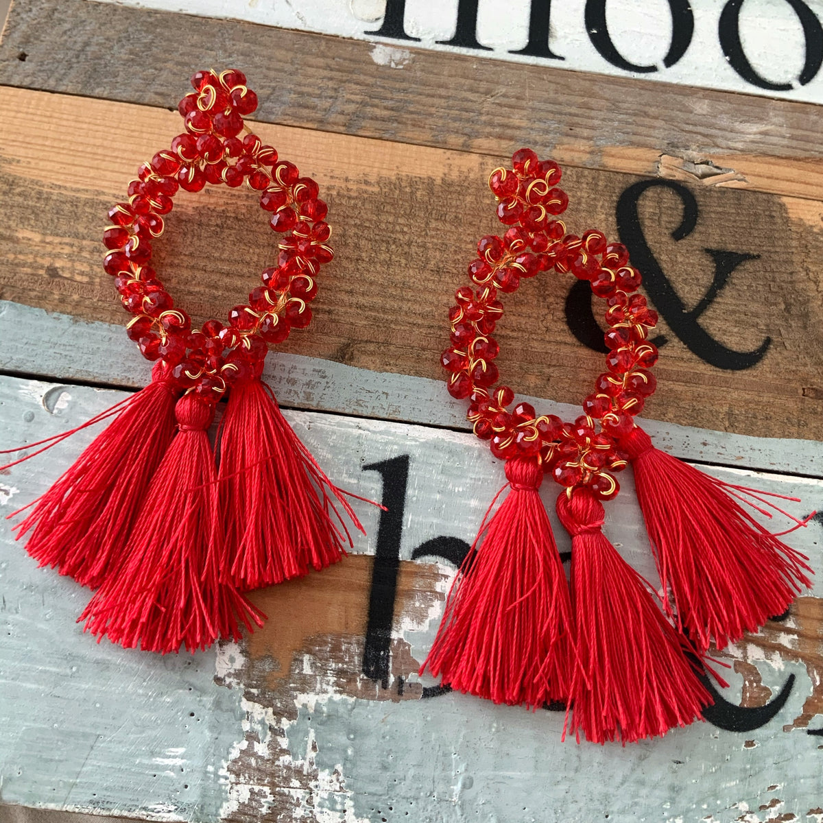 Aretes Olivia rojo traslúcido