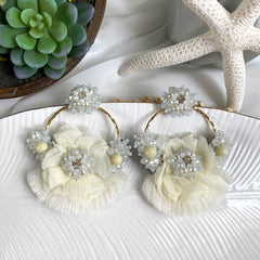 Aretes Rose hueso, marfil, perla, ivory