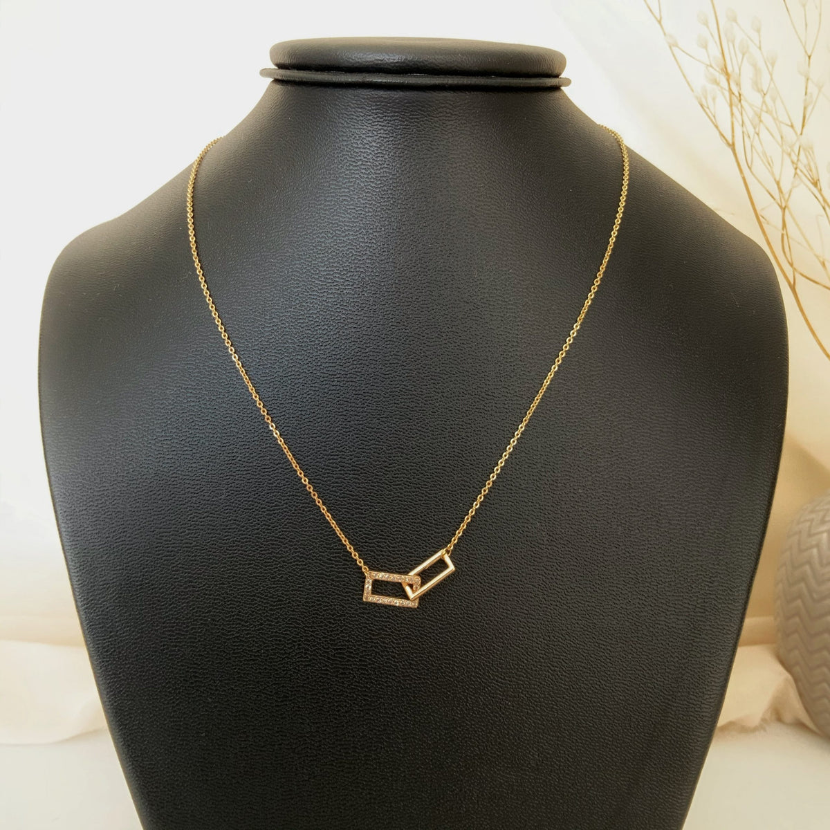 Collar dos rectangulos plata 925 bañado en oro 18k