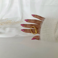 Anillo big hoop ajustable en plata 925 bañado en oro 18k
