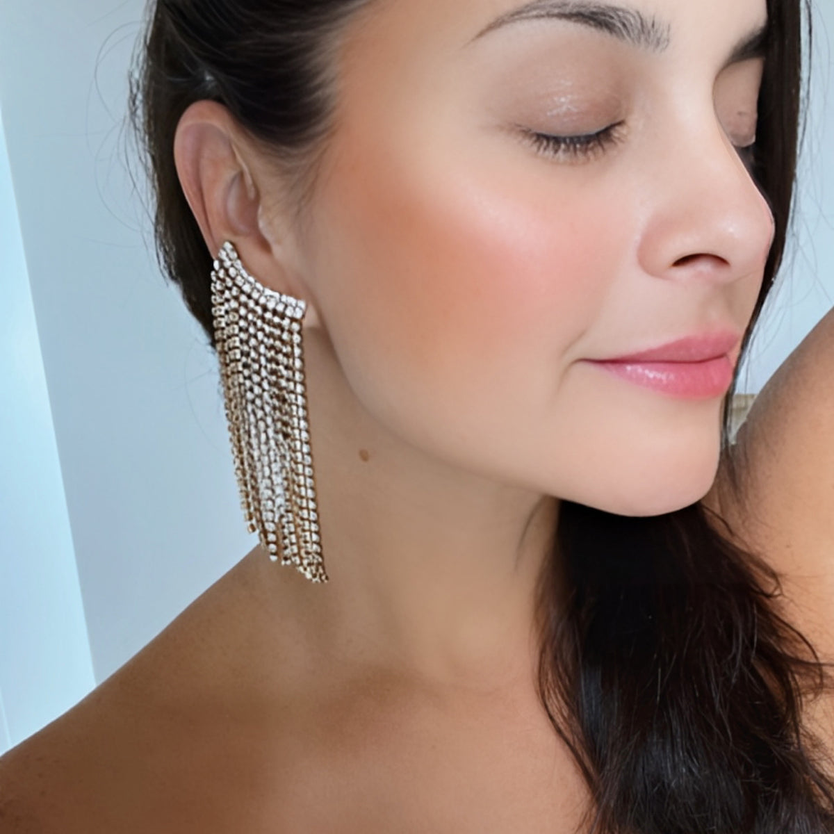 Aretes glam fringe clear